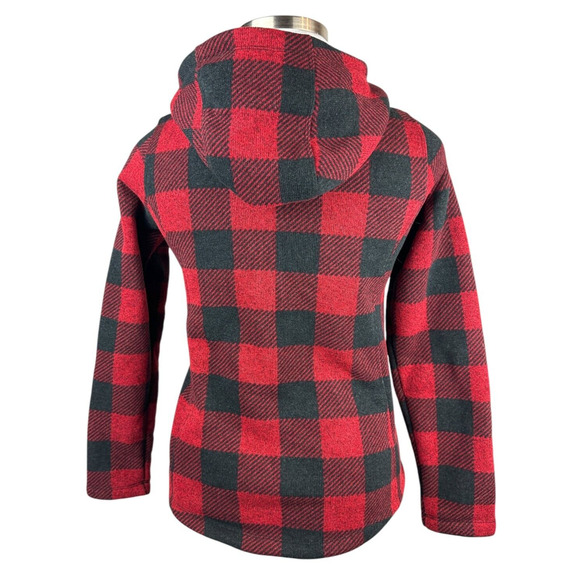 The North Face Crescent Buffalo Plaid Fleece Toggle Hooded Pullover Womens Small - Picture 9 of 16